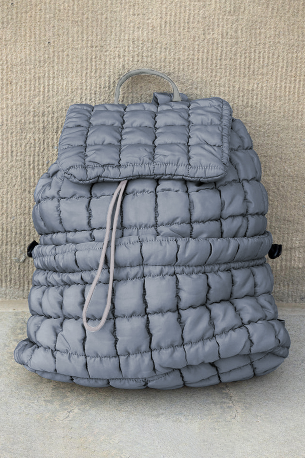 Black Solid Flapped Quilted Puffer Backpack - loveforevers