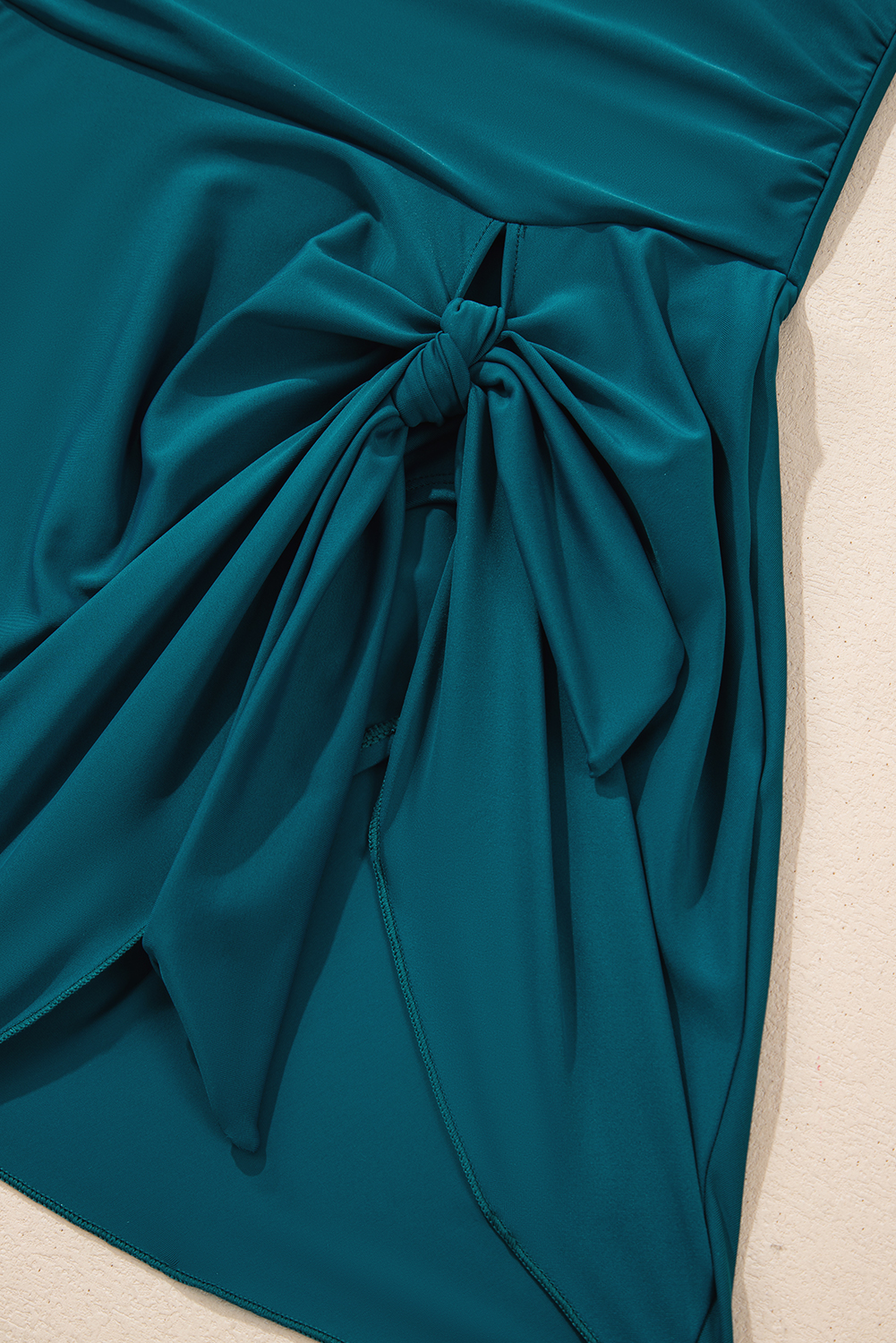 Sea Green Adjustable Straps Cutout Ruched Knot Slit One Piece Swim Dress - loveforevers