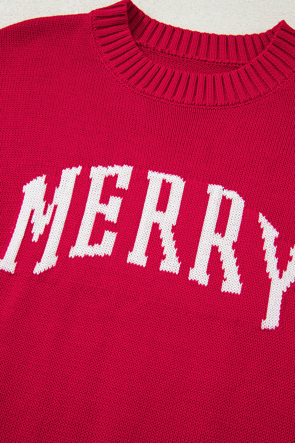Fiery Red MERRY Letter Pattern Christmas Holiday Baggy Sweater - loveforevers