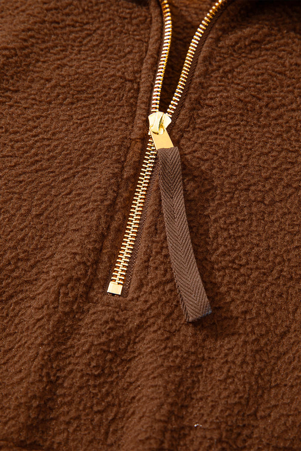 Brown Half Zip Fleece Pullover Sweatshirt - loveforevers
