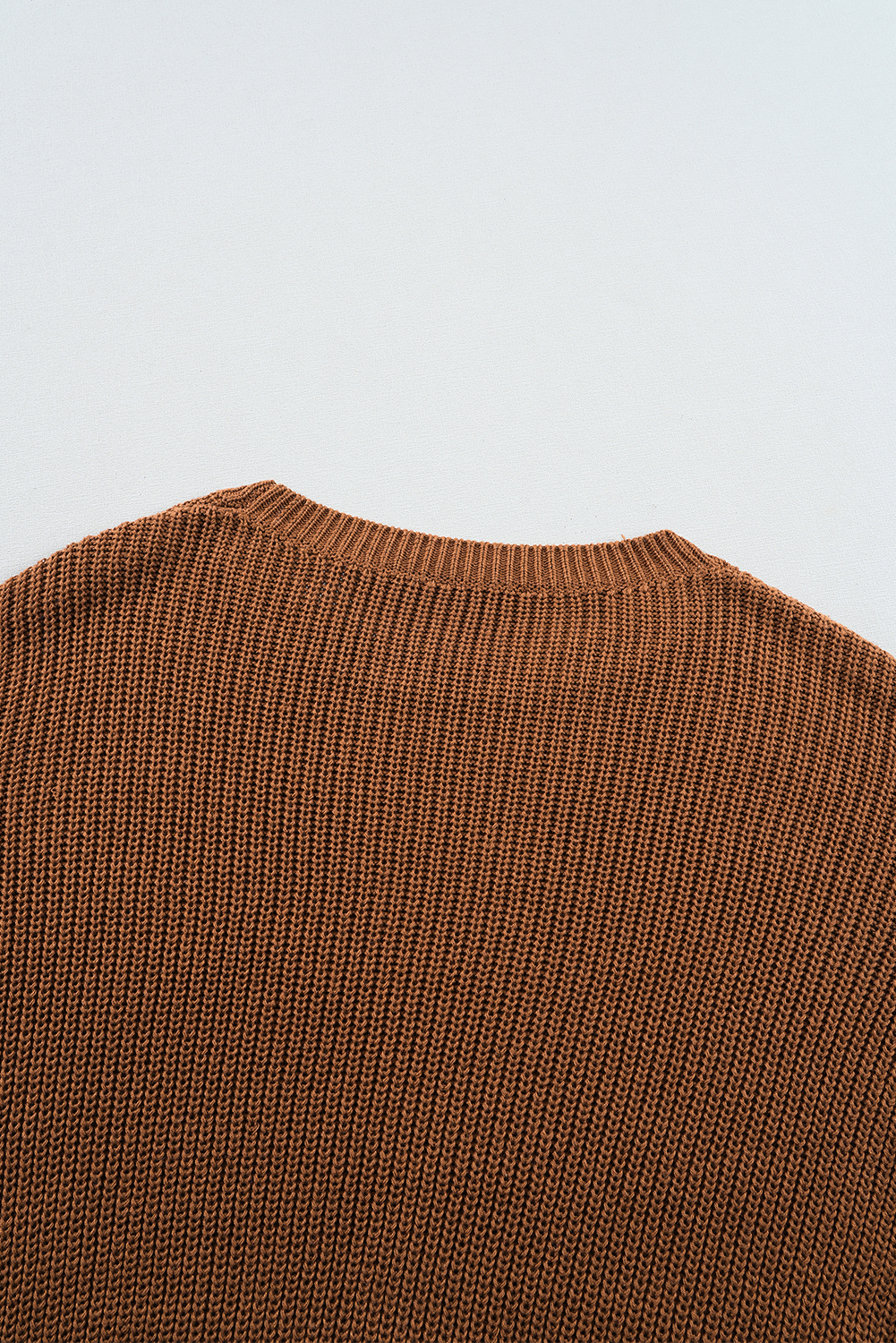Chestnut Beaded Drop Shoulder Round Neck Sweater - loveforevers
