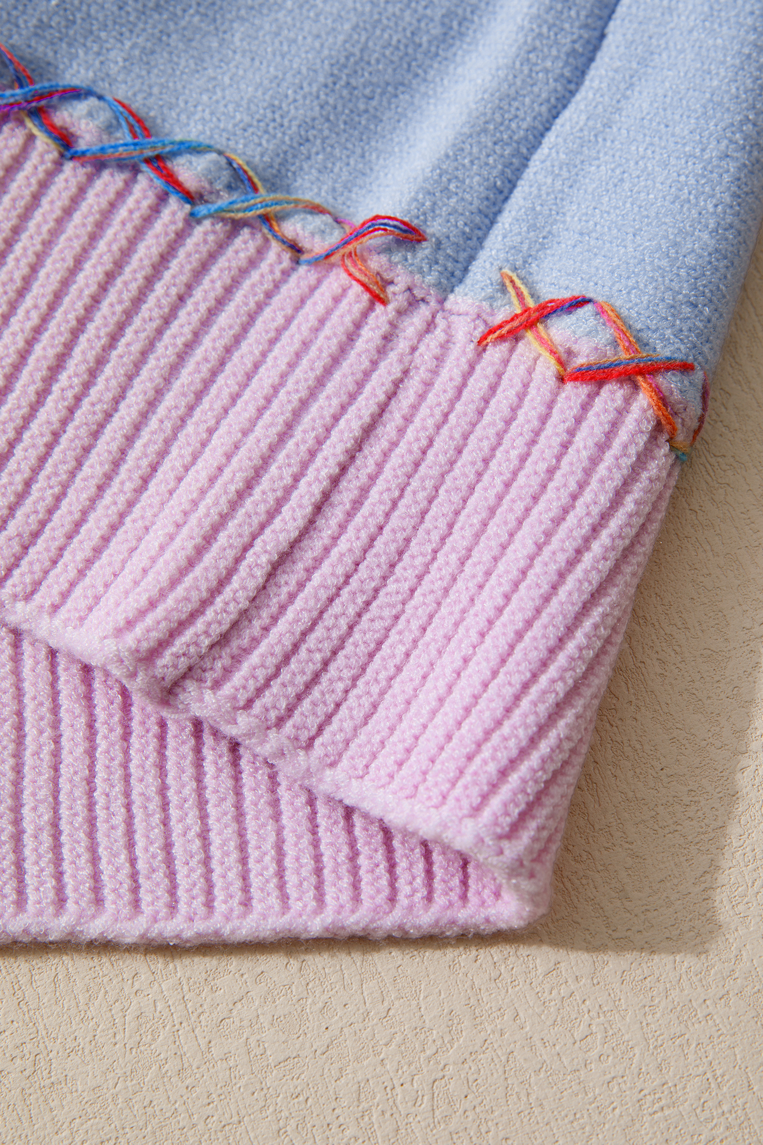White Rainbow Stitching Balloon Sleeve Relaxed Sweater - loveforevers
