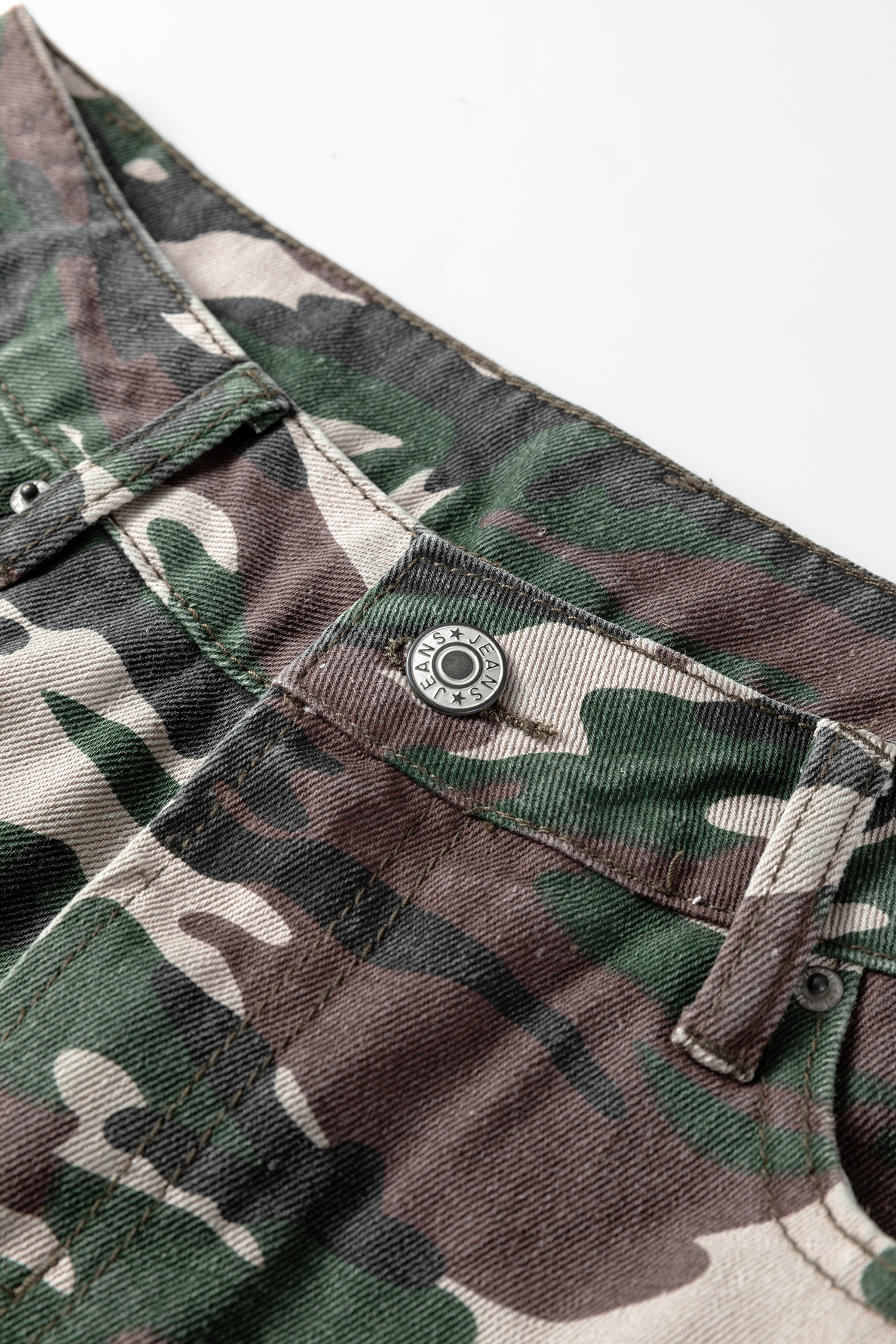 Green Camo Denim Cargo Wide Leg Pants - loveforevers