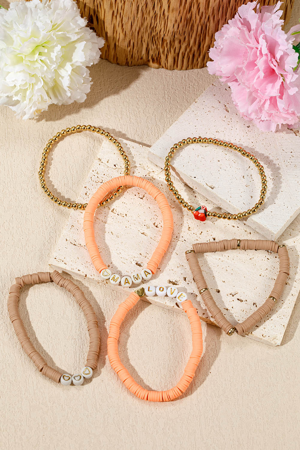 Gold Mama Love Heart Beaded Multi Layer Bracelet - loveforevers