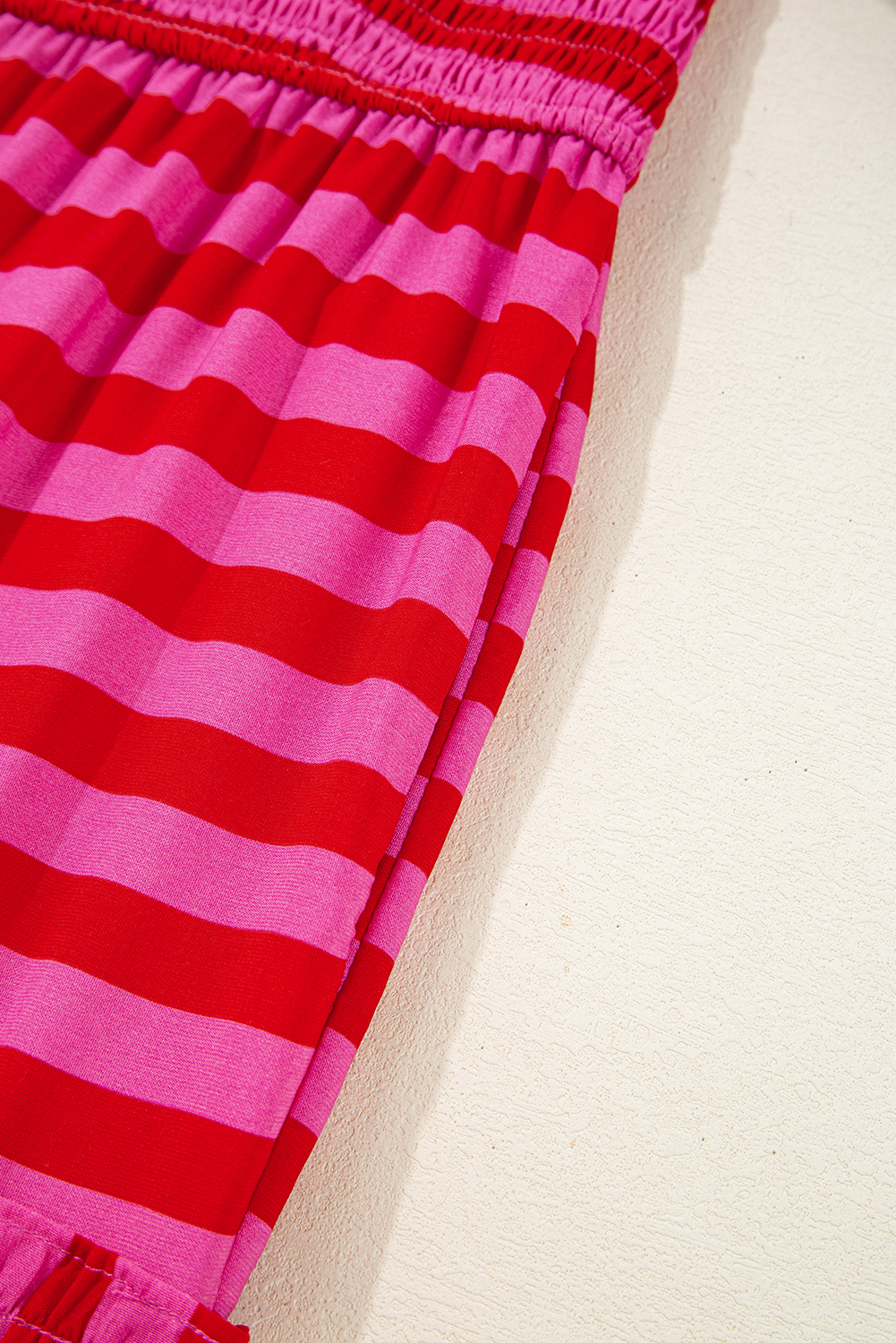 Rose Stripe Flutter Sleeve Smocked Bodice Tiered Maxi Dress - loveforevers