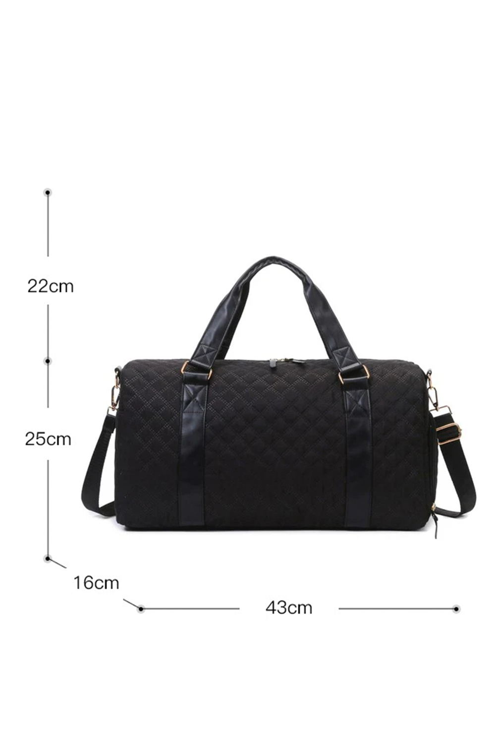 Black Rhombus Textured Waterproof Travel Duffel Bag - loveforevers