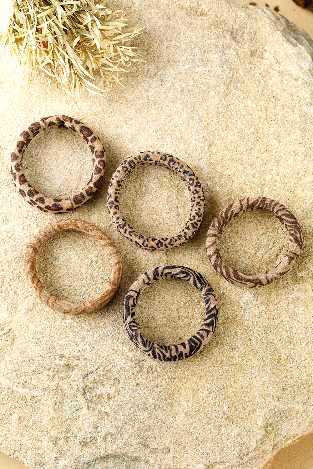 Light French Beige 5Pcs/Set Animal Pattern High Elastic Hair Tie - loveforevers