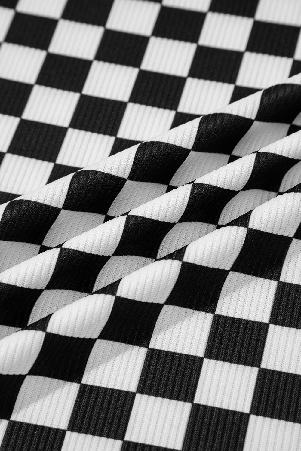 Pink Checkered Ribbed Slim Fit Crew Neck T Shirt - loveforevers