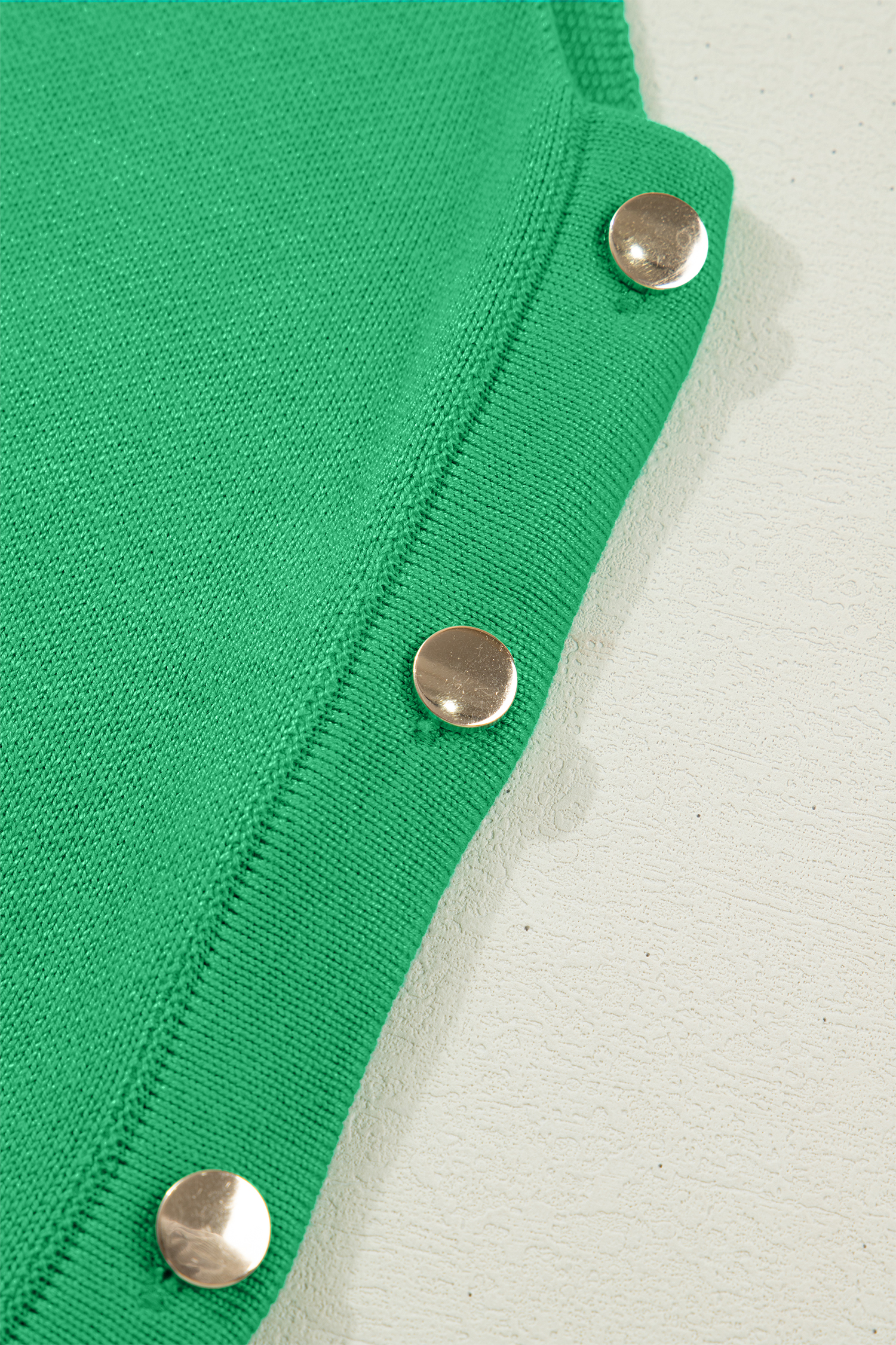 Bright Green Side Button Round Neck Knit Sleeveless Sweater - loveforevers