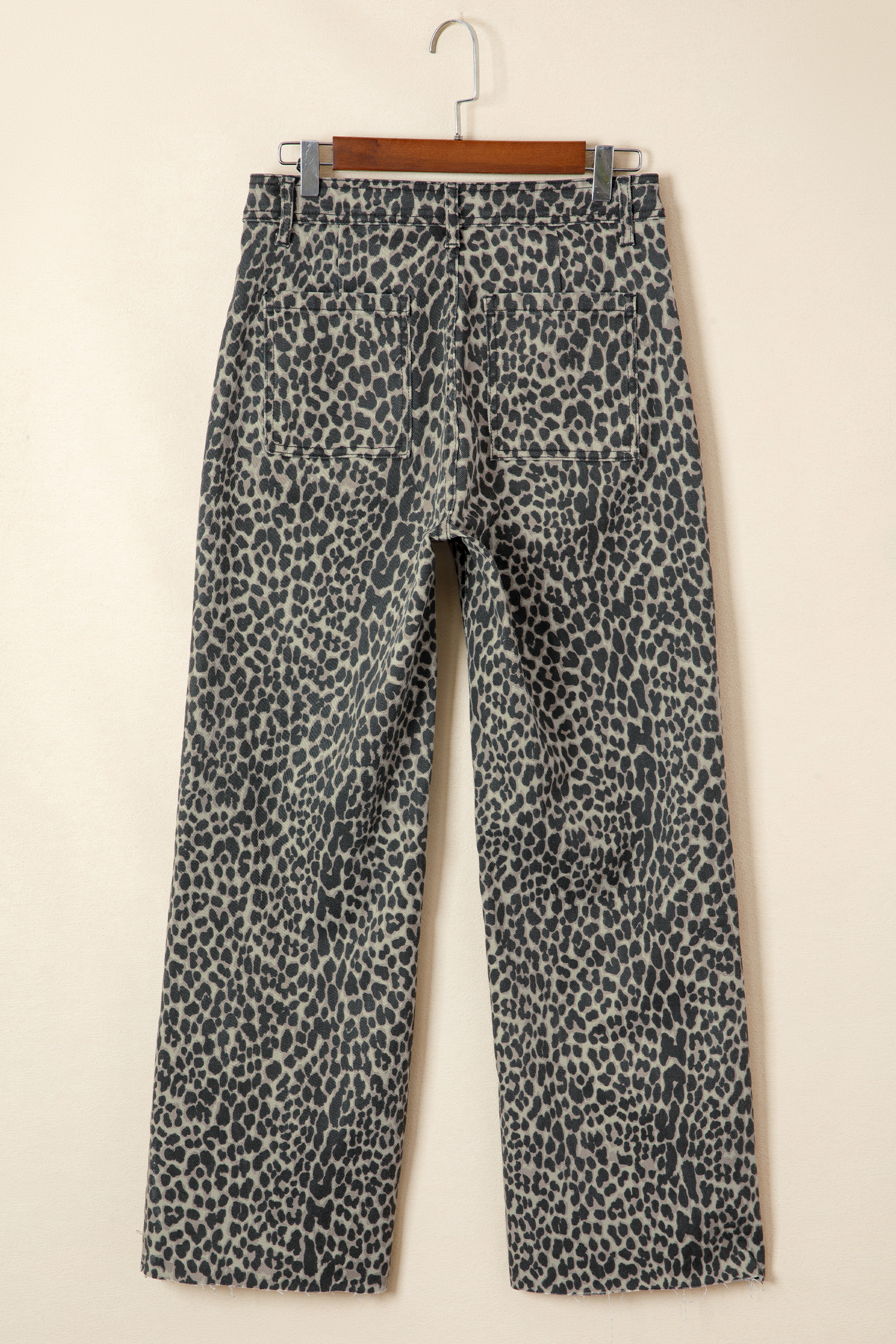Black Leopard Print Wide Leg High Waist Jeans - loveforevers