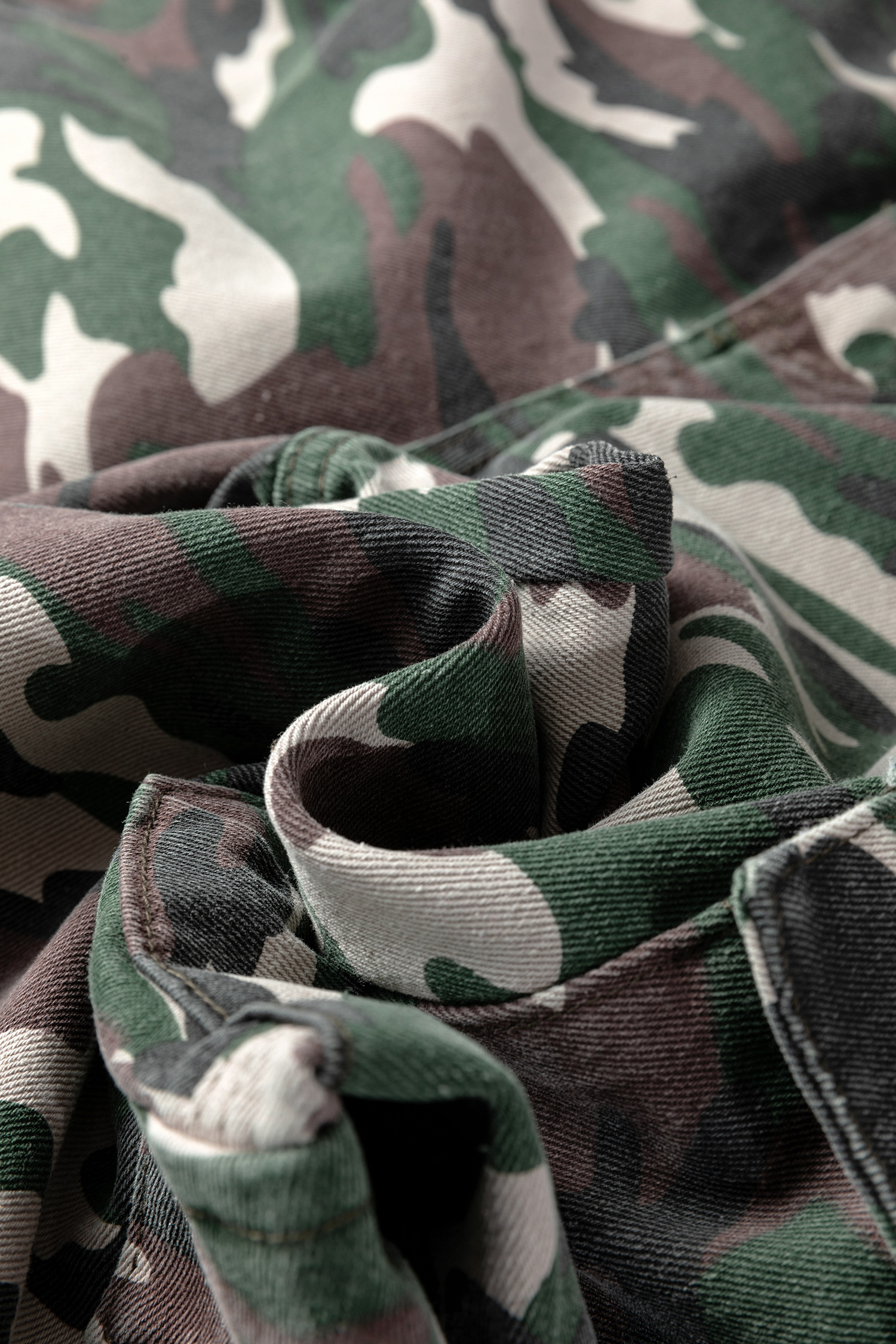 Green Camo Denim Cargo Wide Leg Pants - loveforevers
