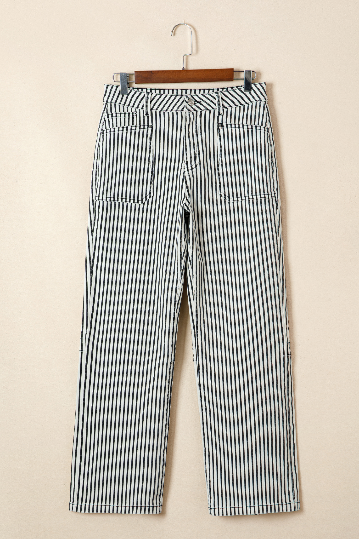 Black Stripe Patch Pocket High Waist Shift Denim Jeans - loveforevers