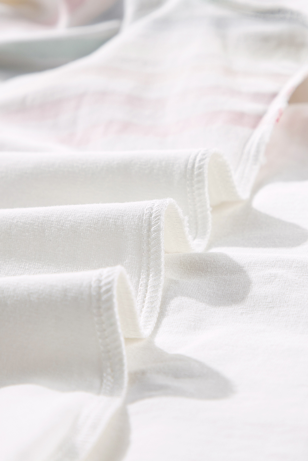 White Rainbow Stripe Print Contrast Crewneck T Shirt - loveforevers