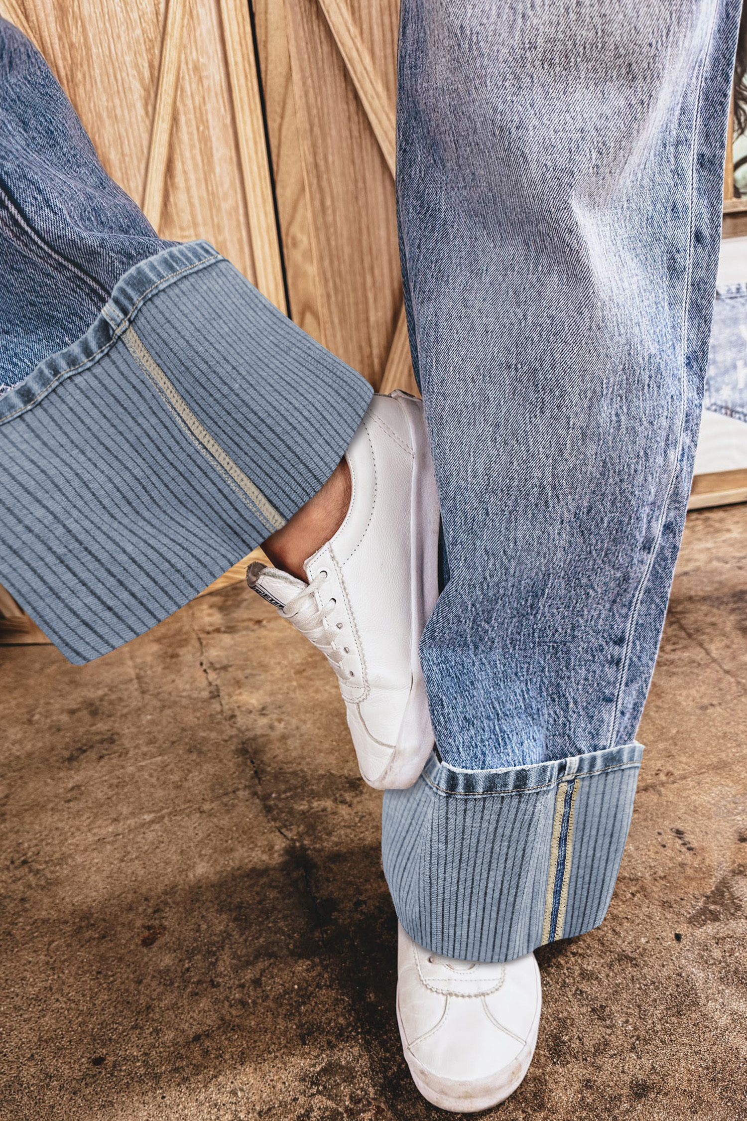 Ashleigh Blue Cuffed Straight Loose Jeans - loveforevers