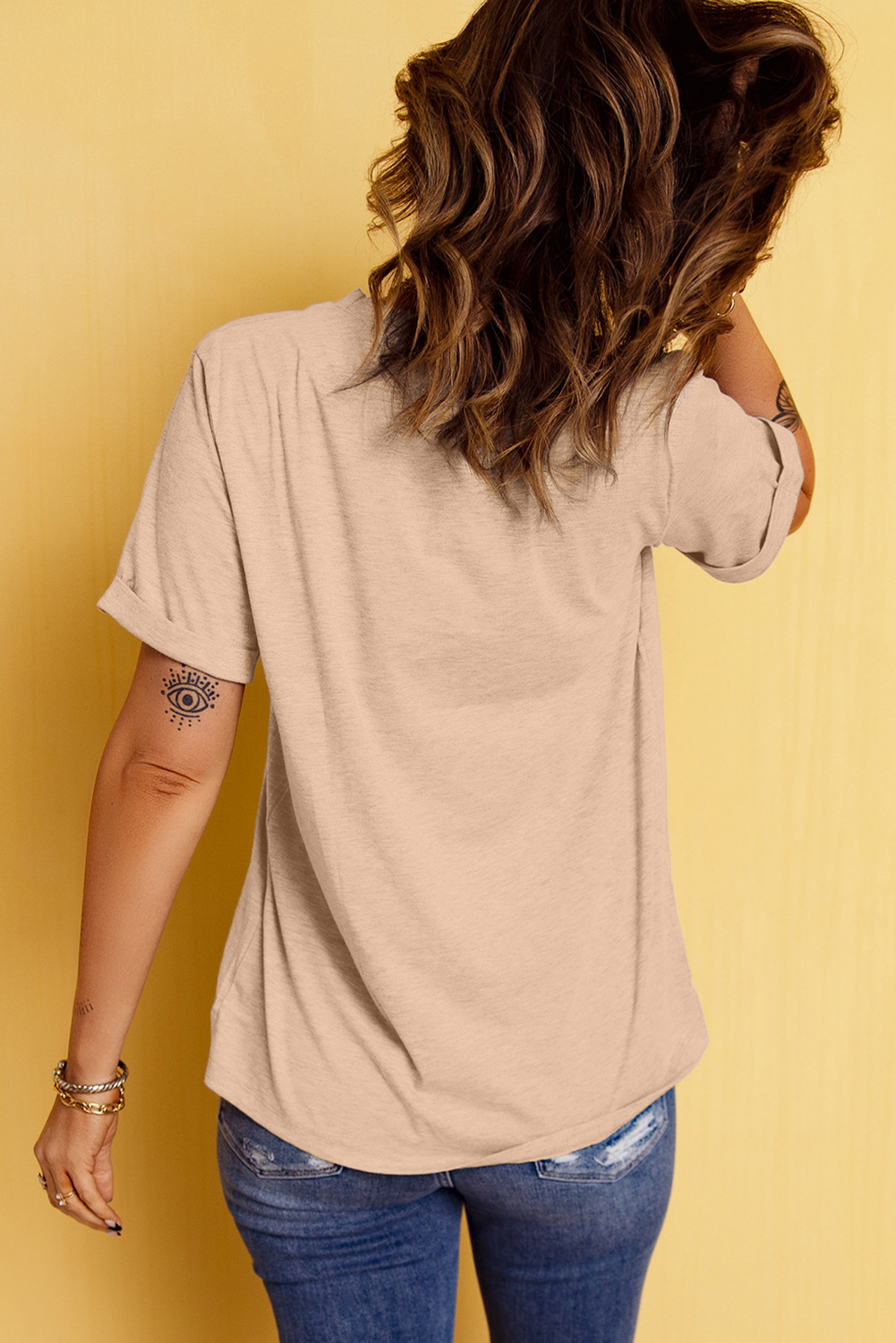Khaki Poker Queen Embroidered Graphic Tee - loveforevers