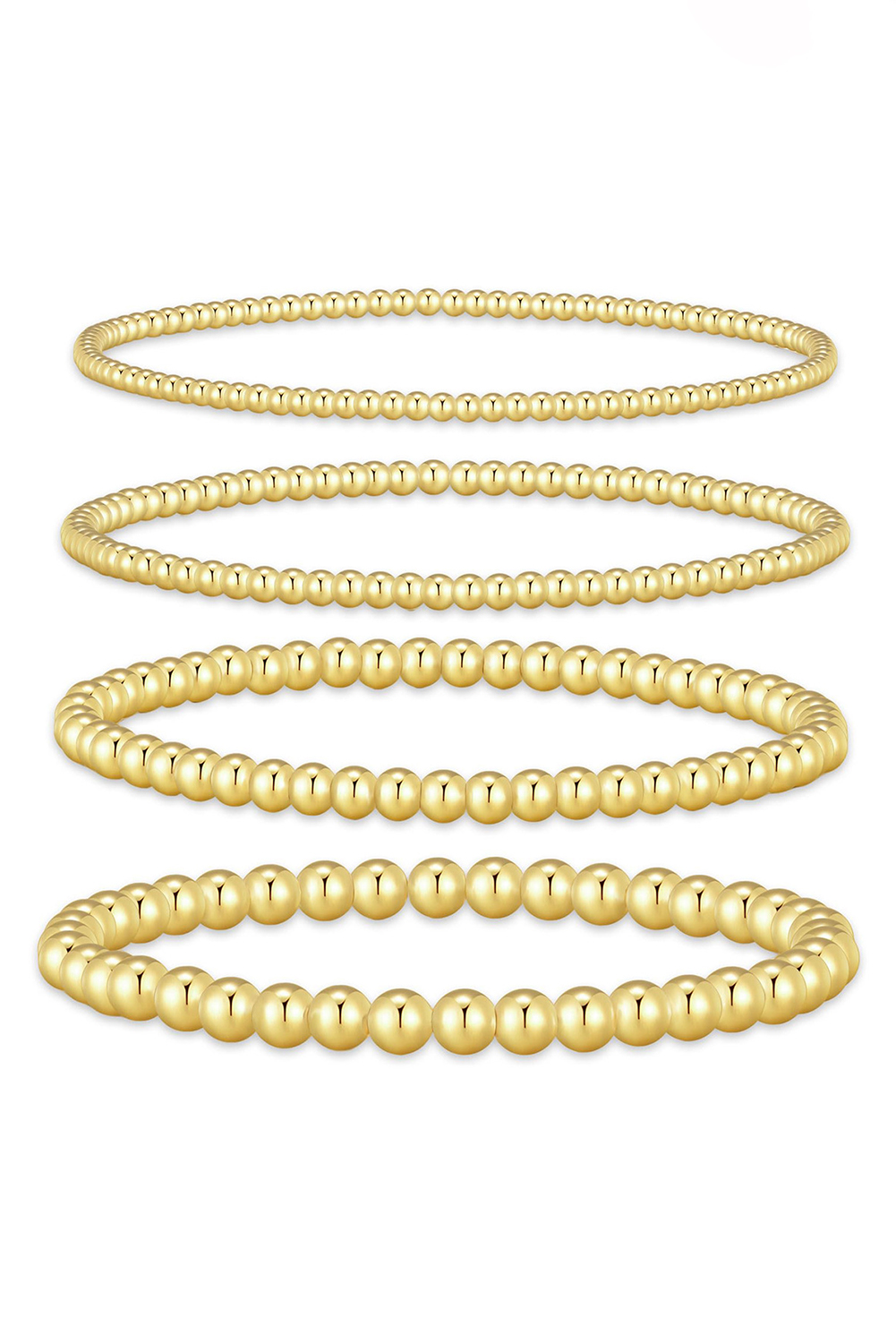 Gold 4pcs Beaded Plated Bracelet Set - loveforevers