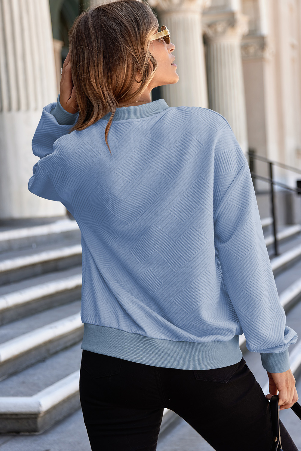 Myosotis Solid Textured Stand Neck Zipper Bomber Jacket - loveforevers