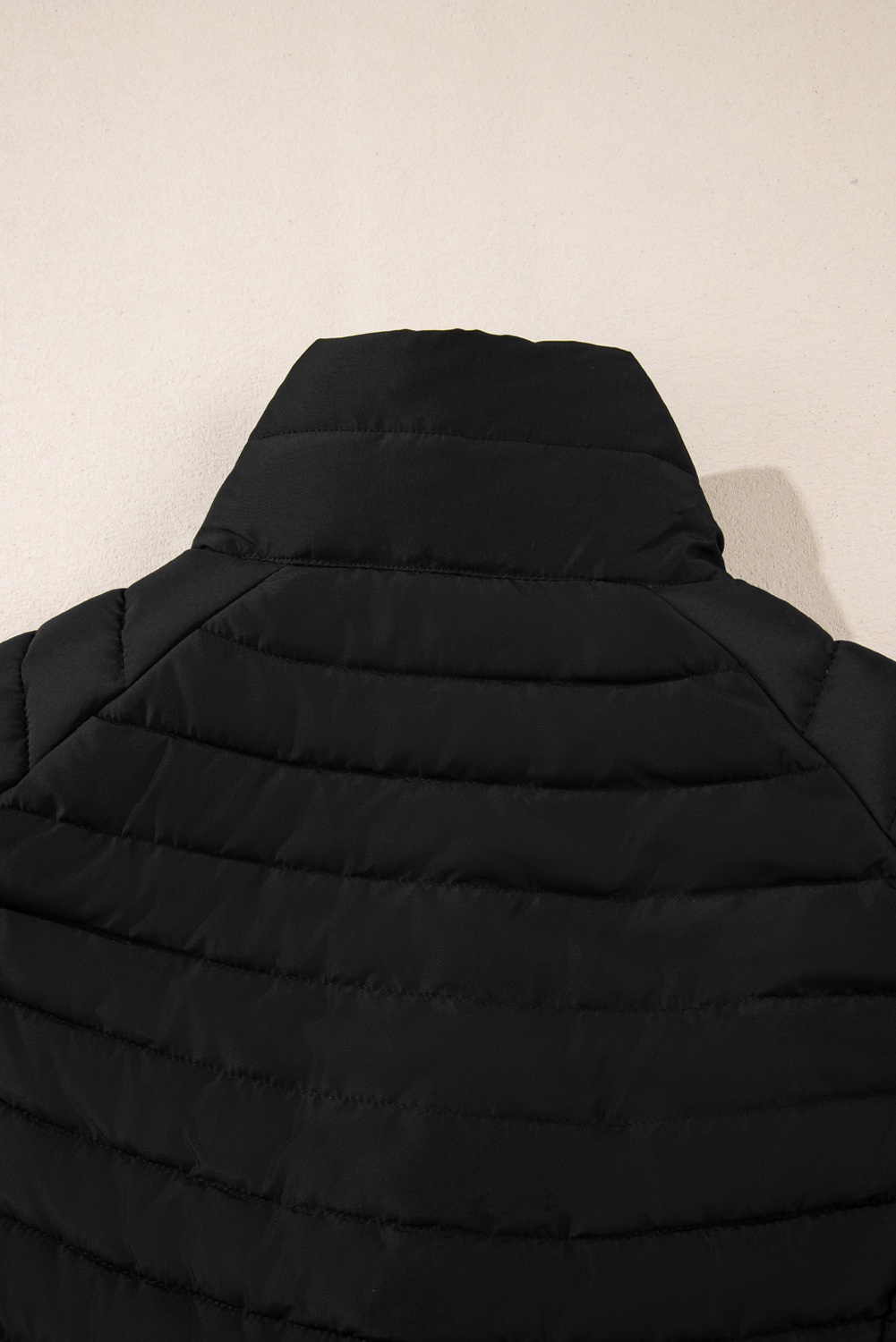 Silvery Plush Collared Quilted Zipped Puffer Vest - loveforevers