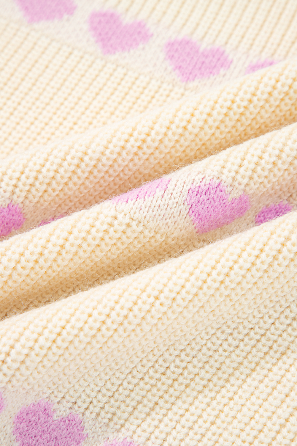 Pink Heart Pattern Valentine Ribbed Knit Sweater - loveforevers