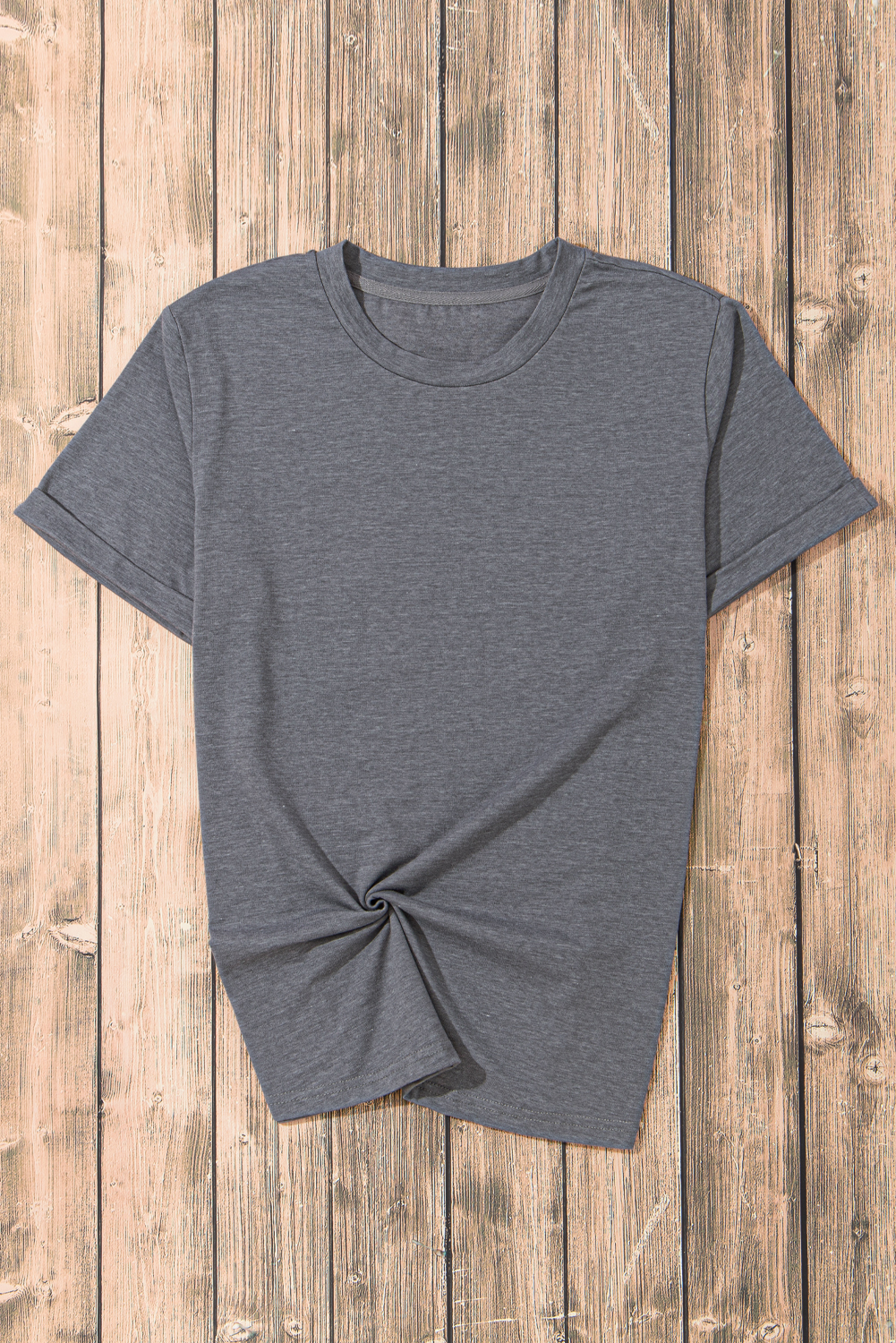 Khaki Casual Plain Crew Neck Tee - loveforevers