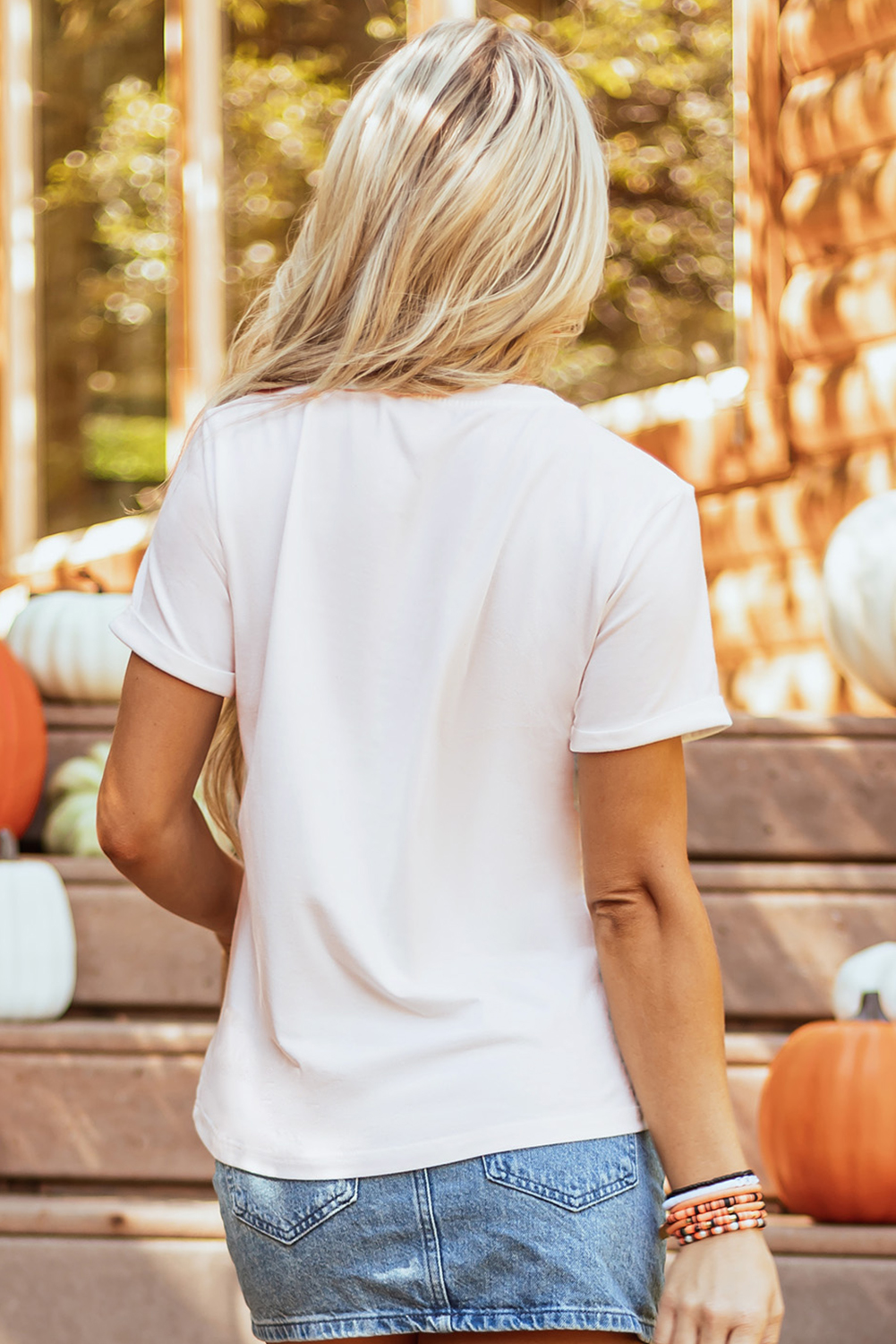 White Fall Vibe Thanksgiving Graphic T Shirt - loveforevers