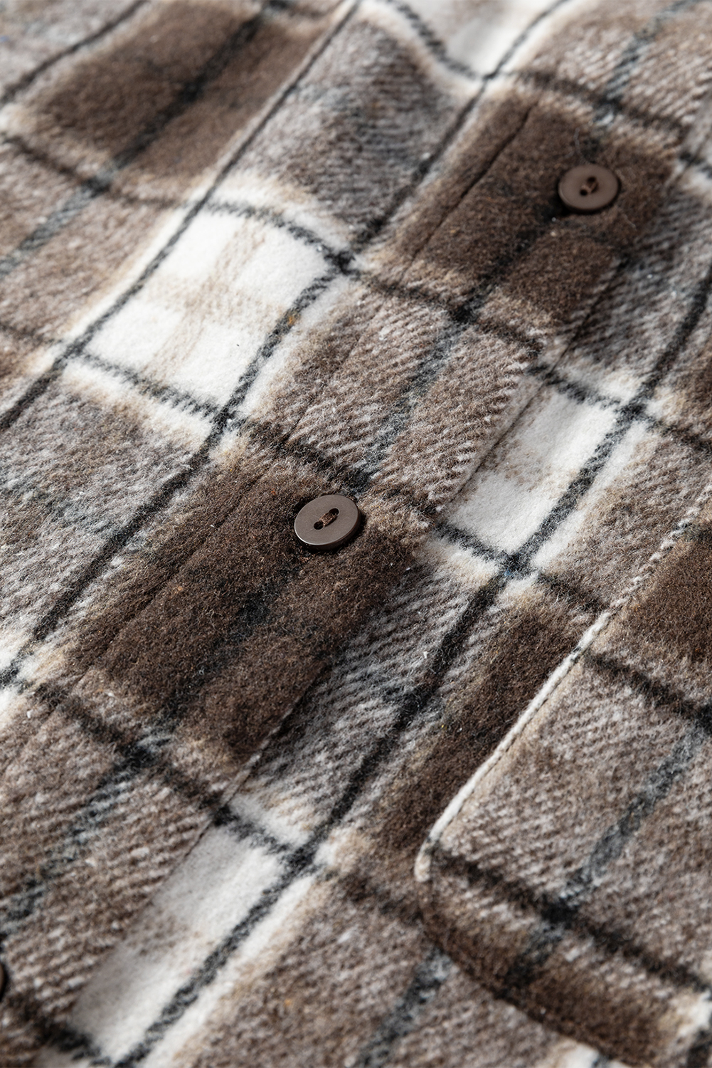 Dark Brown Flanel Plaid Single Chest Pocket Boyfriend Shacket - loveforevers