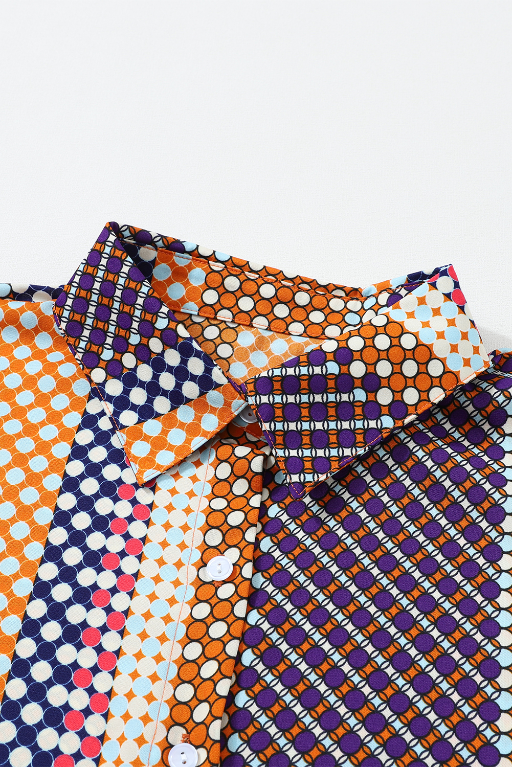 Brown Dot Print Long Sleeve Button Down Shift Shirt - loveforevers