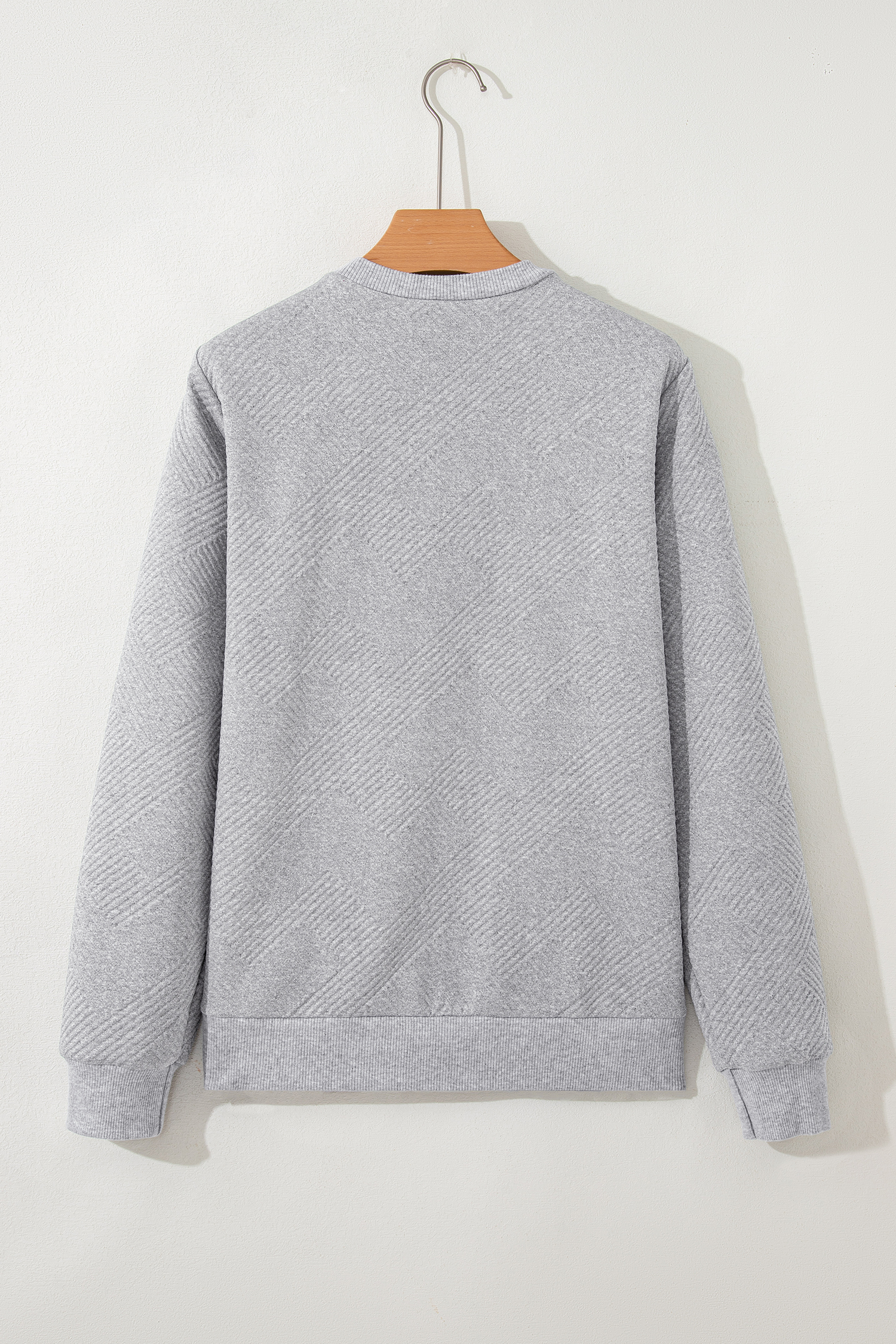 Medium Grey Trendy Textured Half Zip Loose Sweatshirt - loveforevers