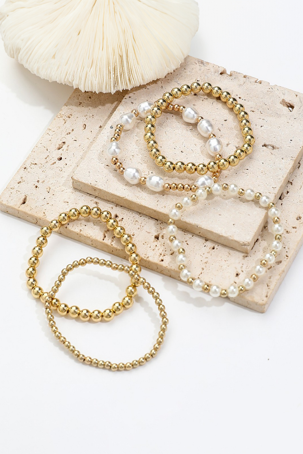Gold Plated Alloy Pearl Mix Beading Multilayer Bracelet - loveforevers