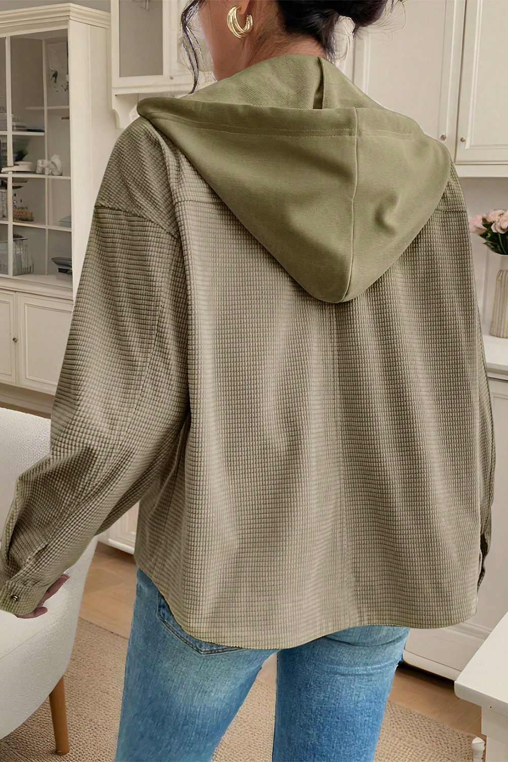 Sail Blue 2 in 1 Thermal Knit Textured Hooded Jacket - loveforevers