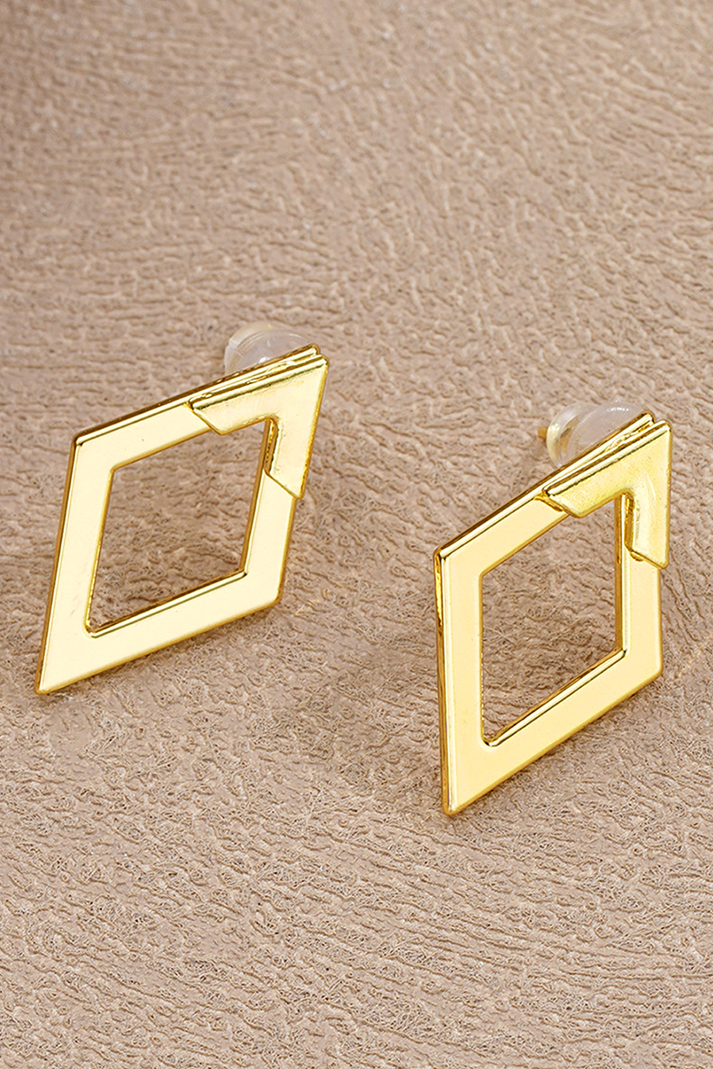 Gold Rhombus Shape Plated Alloy Stud Earrings - loveforevers