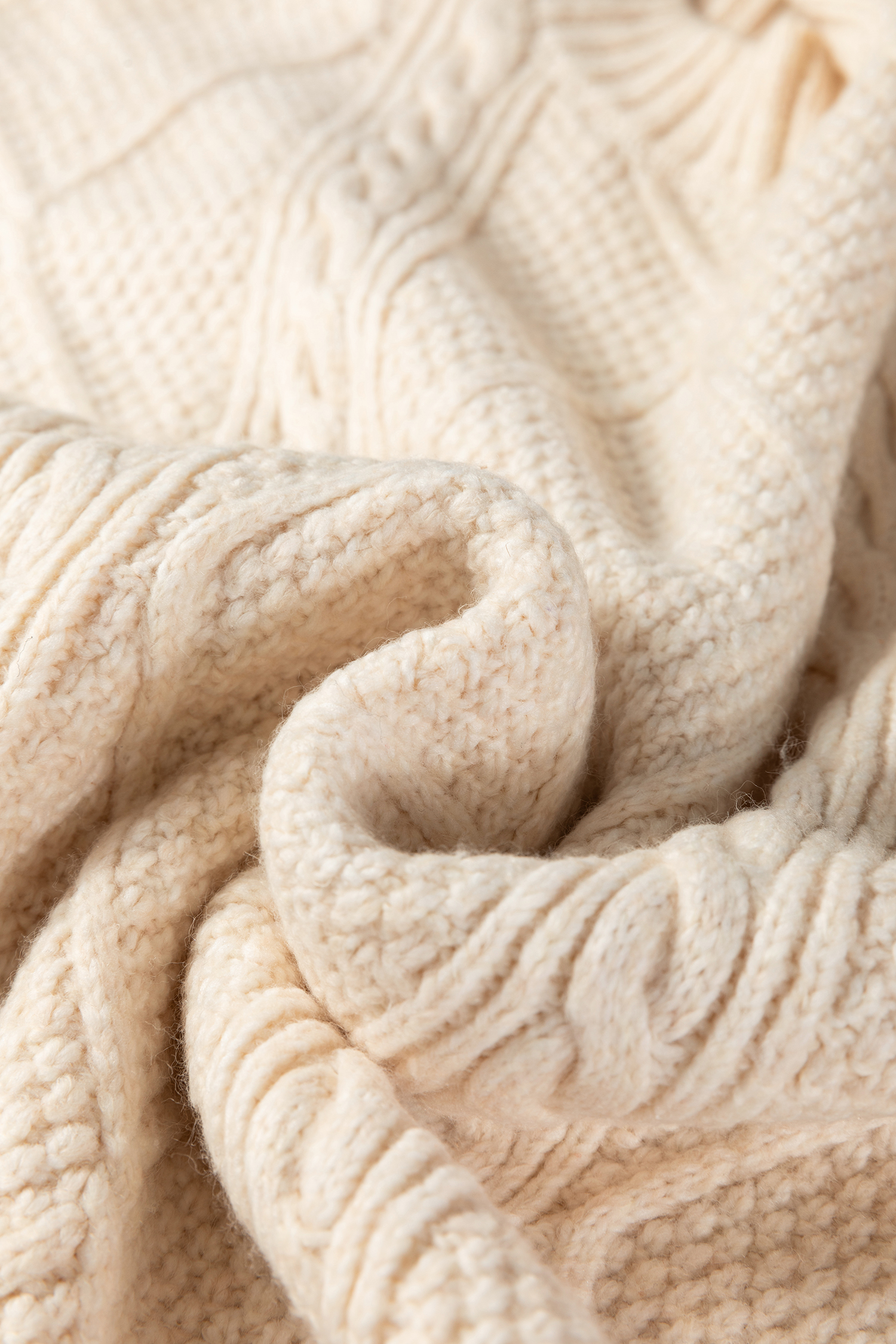 Parchment Cable Knit Drop Shoulder Loose Fit Sweater Dress - loveforevers