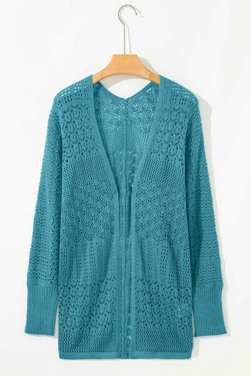 Redwood Burl Mixed Pattern Knitted Open Front Plus Cardigan - loveforevers