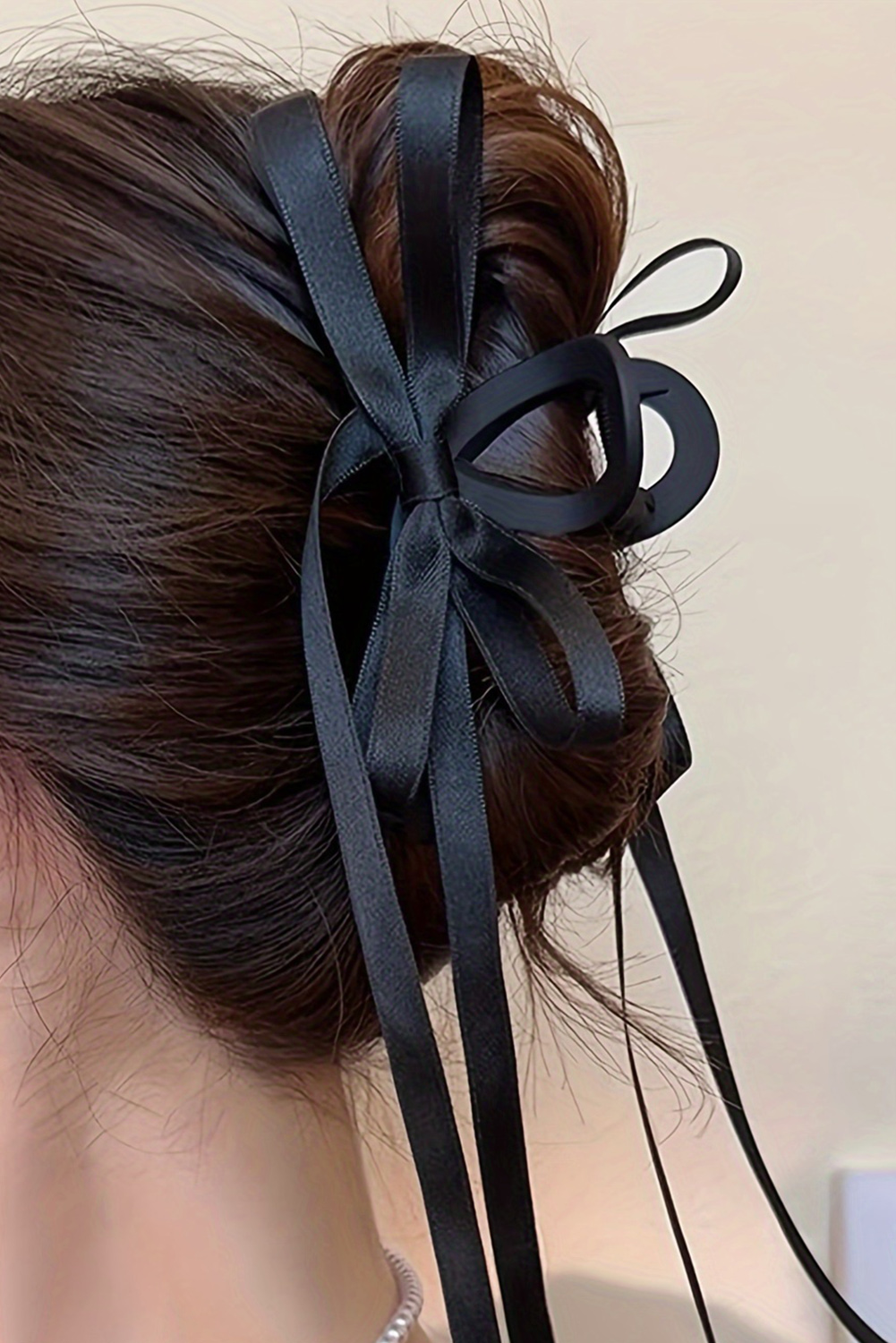 Black Ribbon Long Tail BowKnot Clip - loveforevers