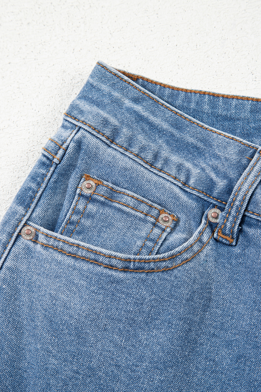 Blue Mid Rise Asymmetrical Waist Wide Leg Jeans - loveforevers