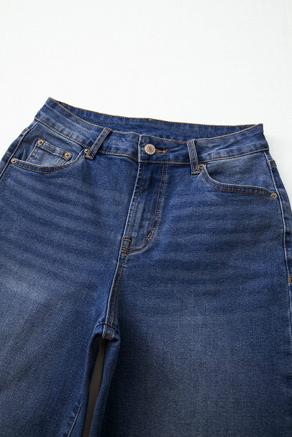 Real Teal Raw Hem Unique Cuffs Straight High Rise Loose Jeans - loveforevers