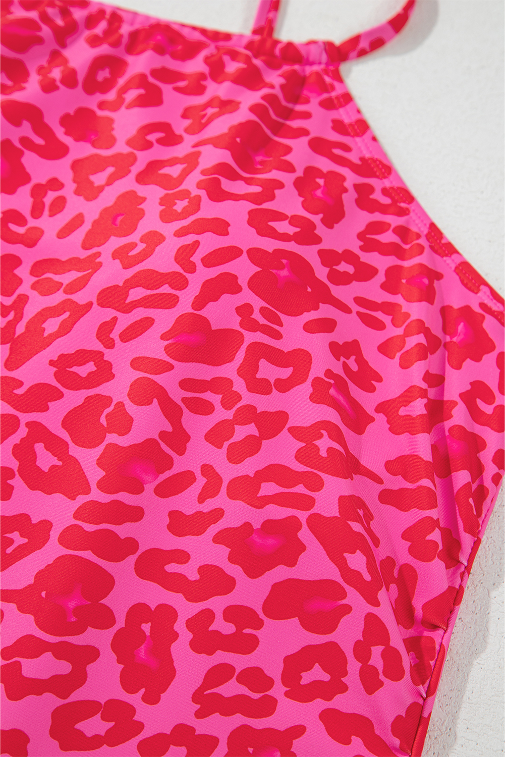 Rose Leopard Drawstring Side Tankini 2pcs Swimsuit - loveforevers
