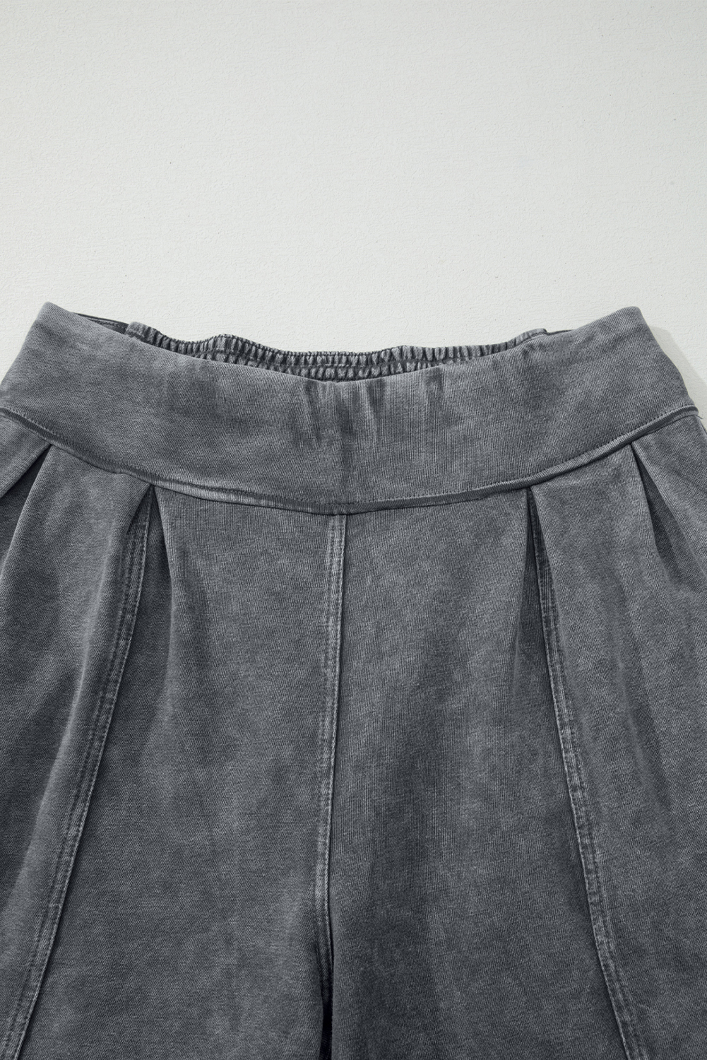 Medium Grey Mineral Wash Jogger Style High Waist Casual Pants - loveforevers