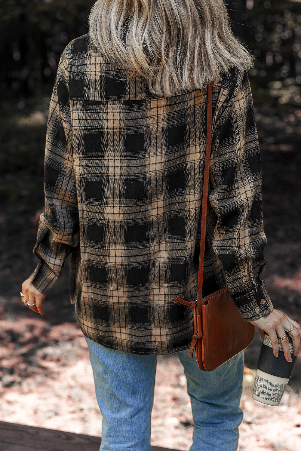Multicolour Retro Plaid Double Flap Pocket Brushed Shacket - loveforevers