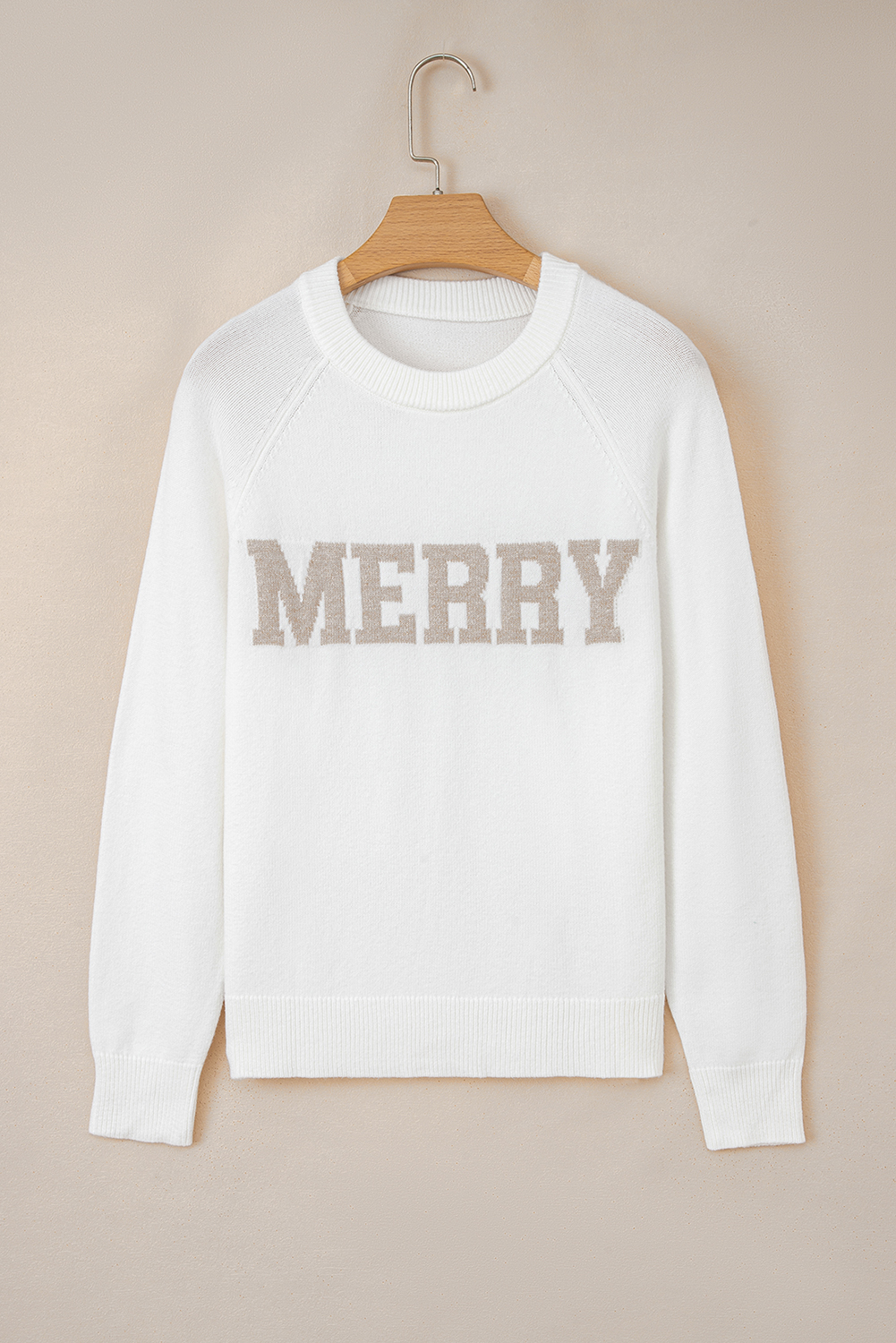 Racing Red MERRY Letter Pattern Christmas Raglan Sleeve Sweater - loveforevers