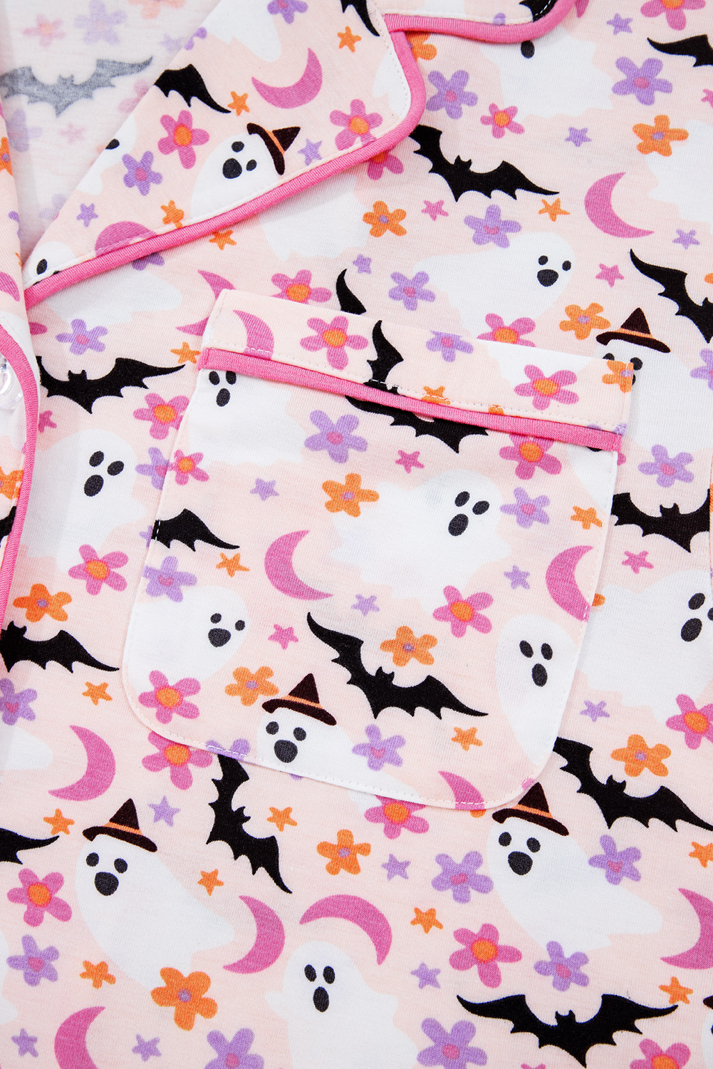 Pink Halloween Eve Haunted Honey Bat Print Pajama Set - loveforevers