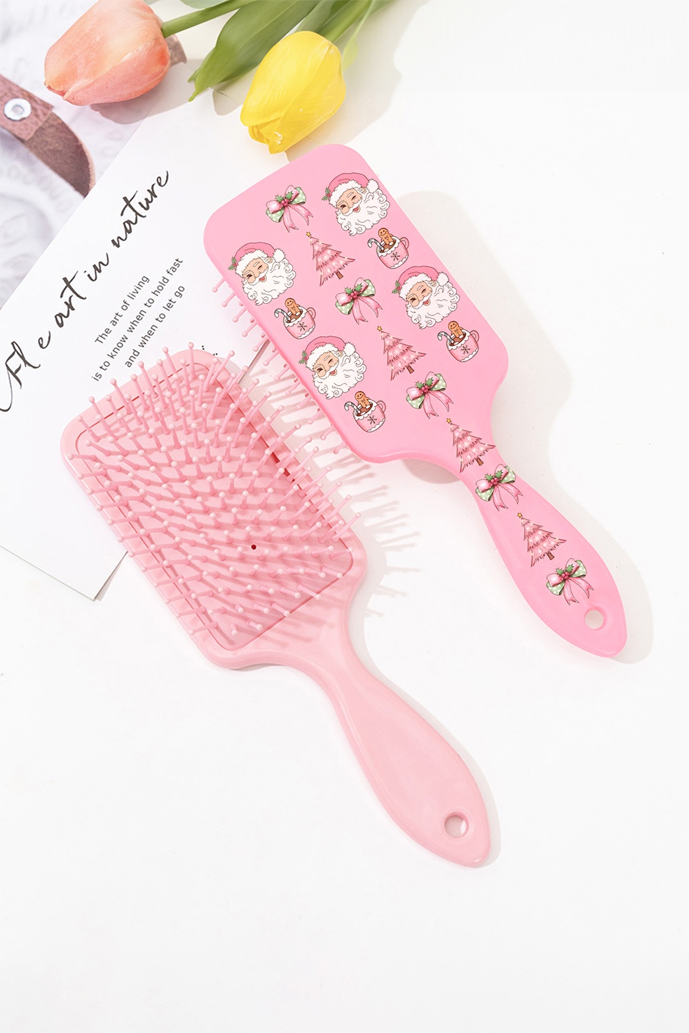 Pink Sweet Santa Christmas Elements Printed Air Cushion Comb - loveforevers