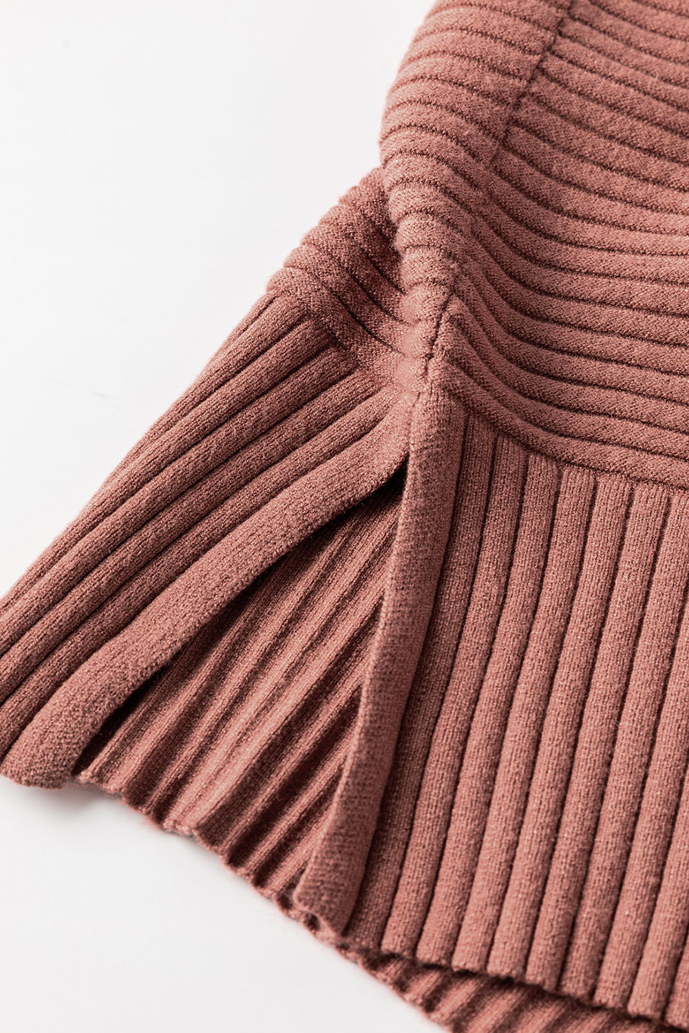 Mineral Red Turtleneck Ribbed Knit Tunic Sweater - loveforevers