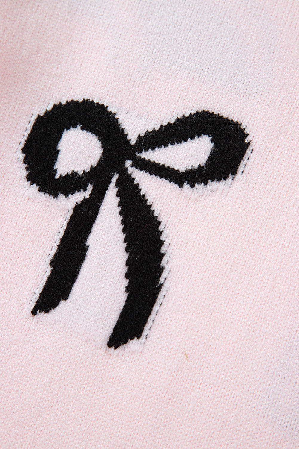 Light Pink Bow Pattern Knitted Loose Fit Sweater - loveforevers