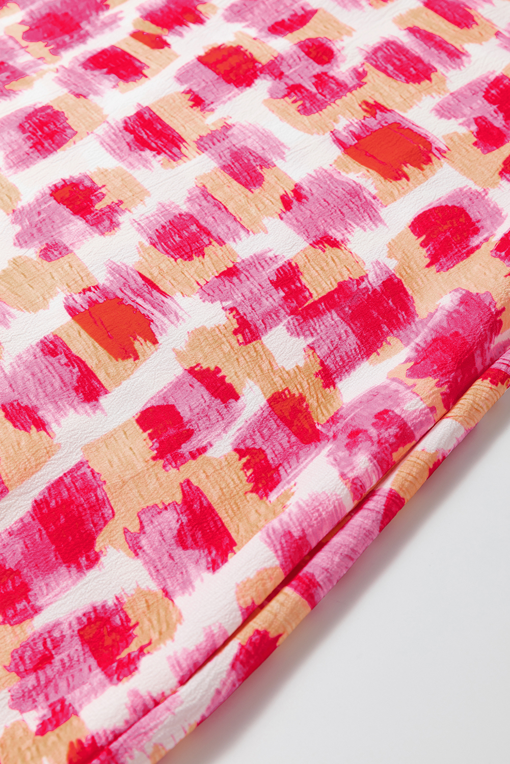 Pink Abstract Print Frilly Neck Sleeveless Mini Dress - loveforevers