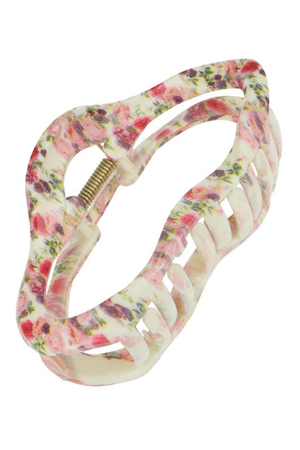 Strawberry Pink Flower Print Cut Out Cloud Shape Hair Claw Clip - loveforevers