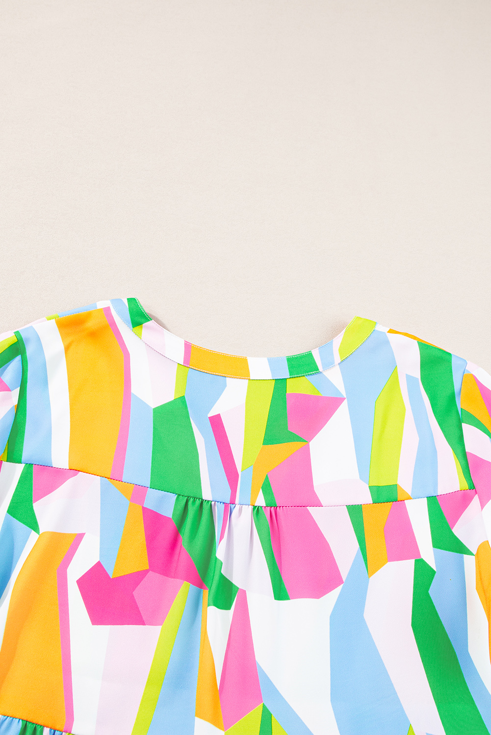 Green Abstract Print Ruffled Sleeve V Neck Dress - loveforevers