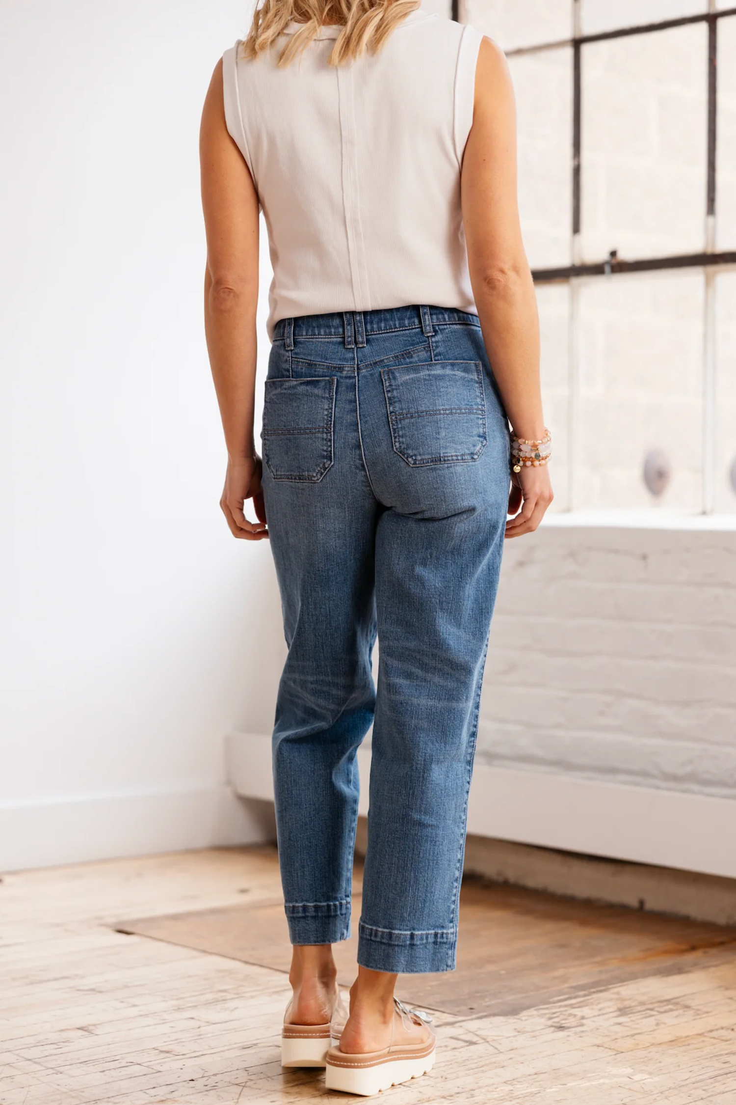 Sail Blue Exposed Stitching Straight Jeans - loveforevers