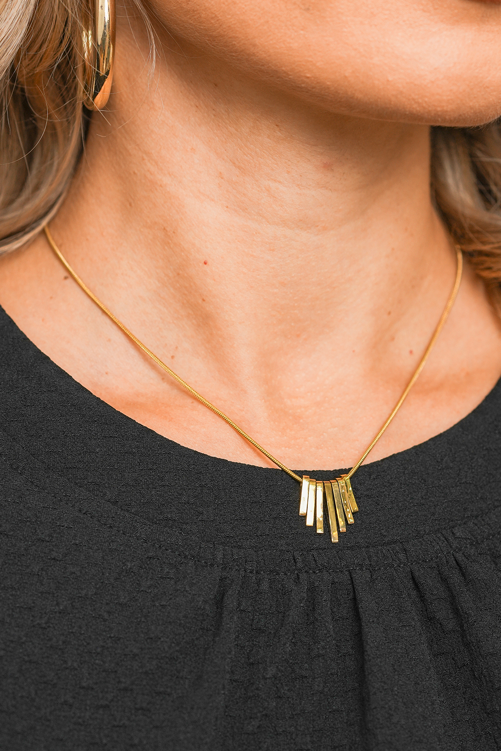 Gold Asymmetric Bar Pendant Plated Alloy Necklace - loveforevers