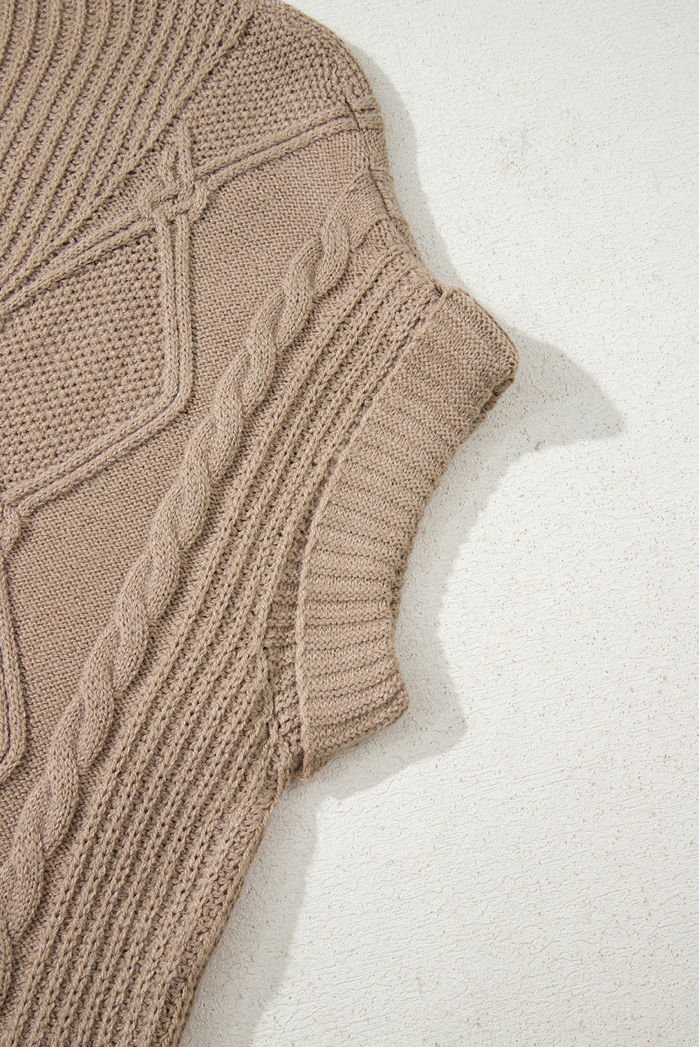 Smoke Gray Textured Knit High Neck Sweater T Shirt - loveforevers